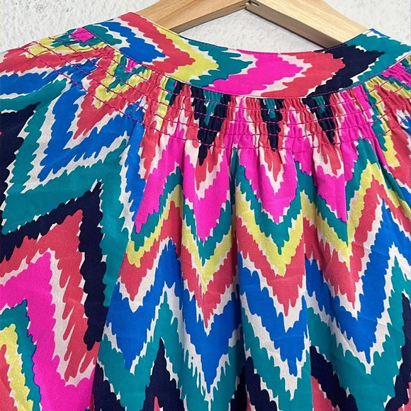 Lilly Pulitzer Elsa Silk Colorful Long Sleeve 1/4 Button Top Womens Size XSmall - Picture 6 of 11